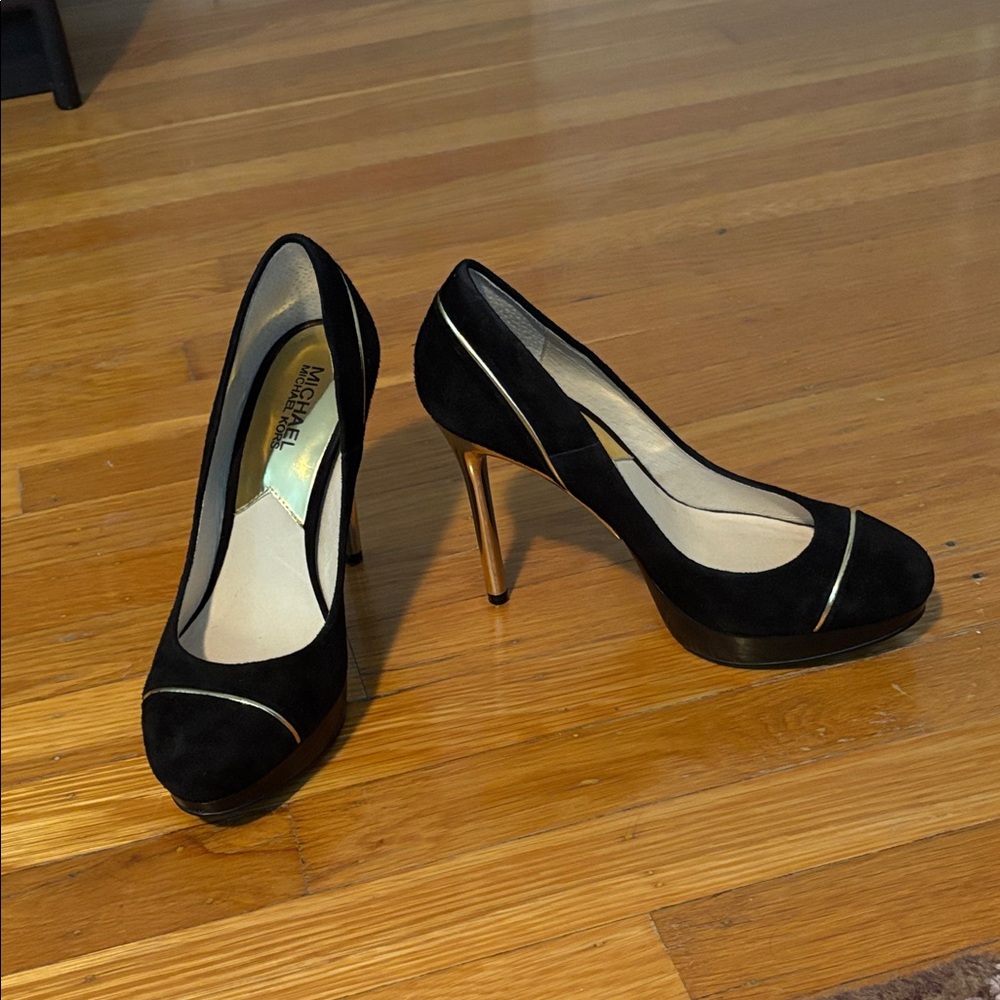 Michael Kors Black Heels with Gold Accents